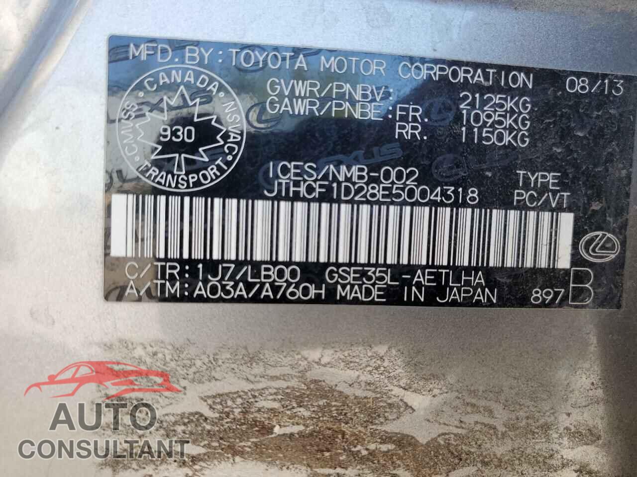 LEXUS IS 2014 - JTHCF1D28E5004318