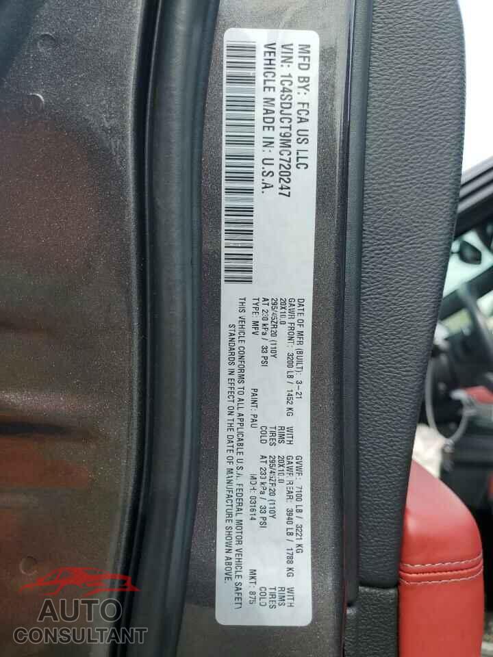 DODGE DURANGO 2021 - 1C4SDJCT9MC720247