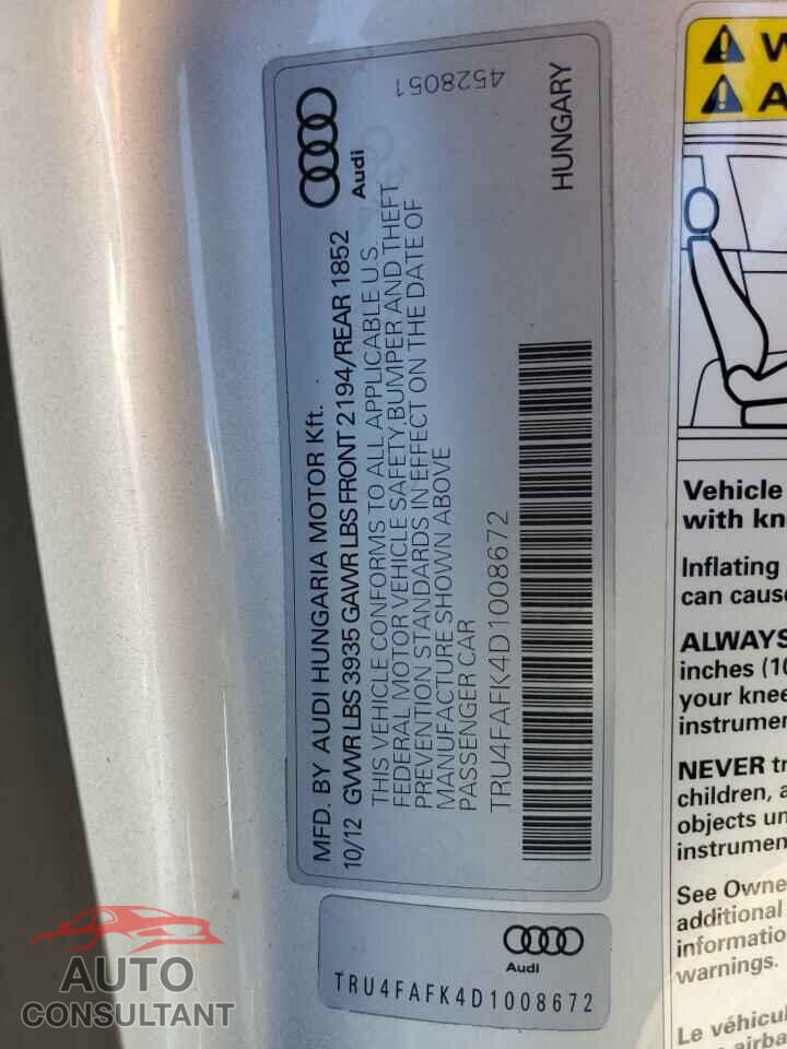 AUDI TT 2013 - TRU4FAFK4D1008672