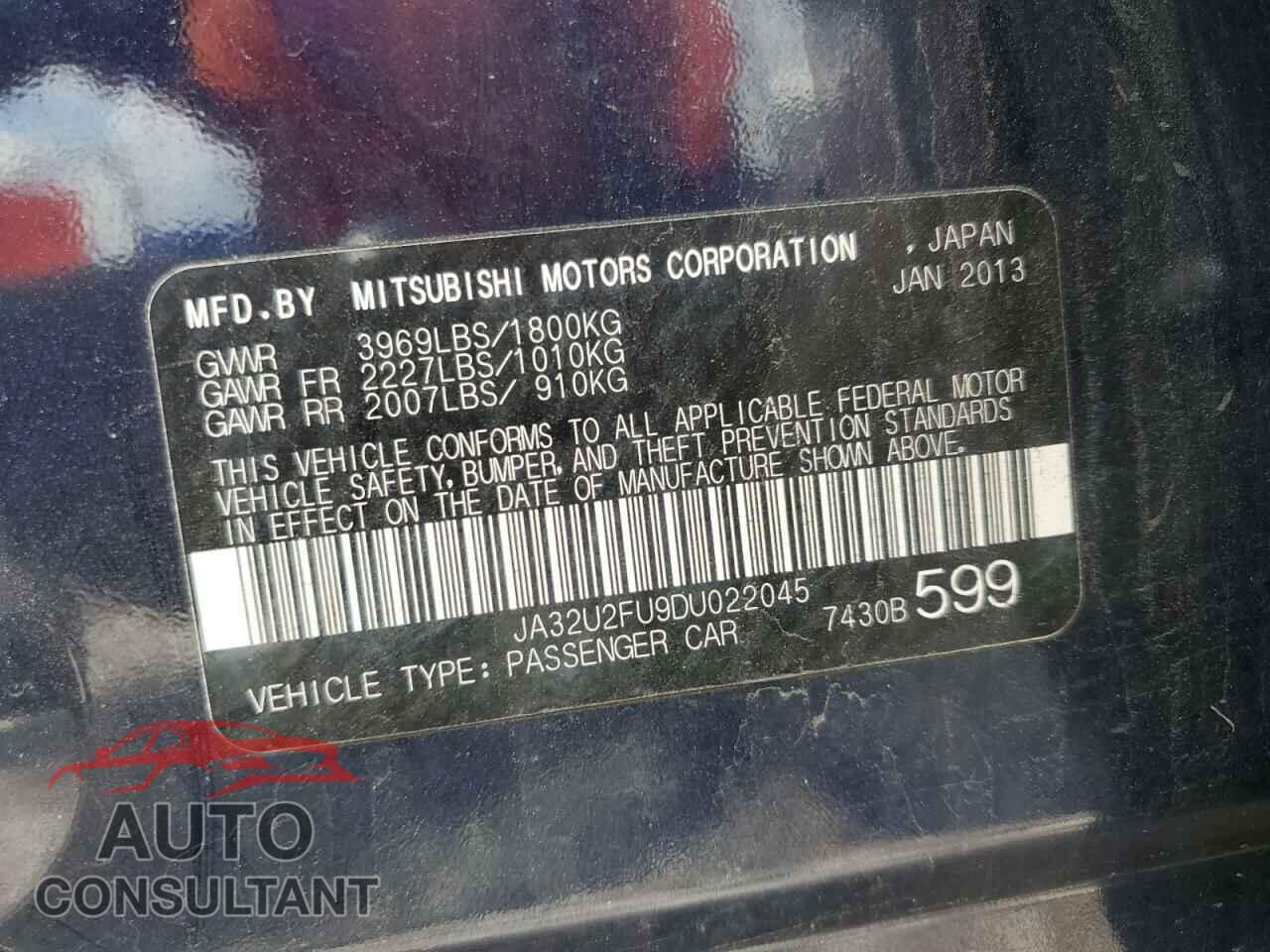 MITSUBISHI LANCER 2013 - JA32U2FU9DU022045