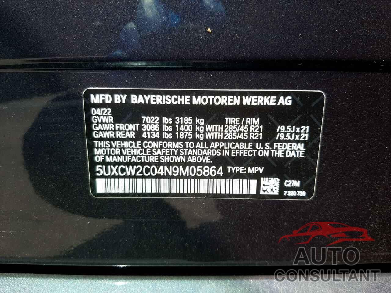 BMW X7 2022 - 5UXCW2C04N9M05864