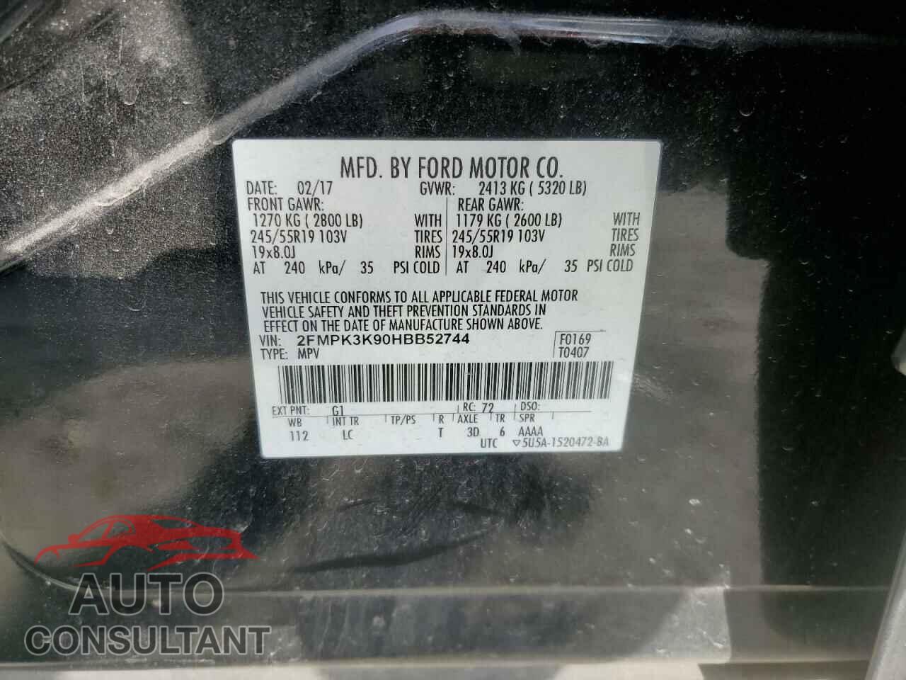FORD EDGE 2017 - 2FMPK3K90HBB52744