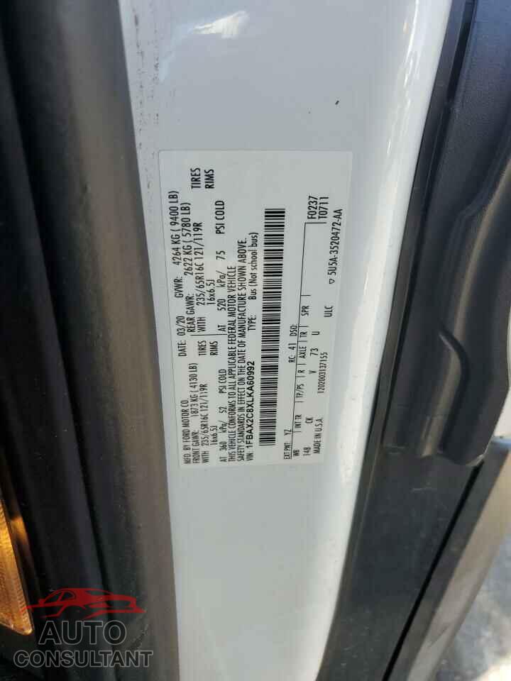 FORD TRANSIT 2020 - 1FBAX2C8XLKA60992
