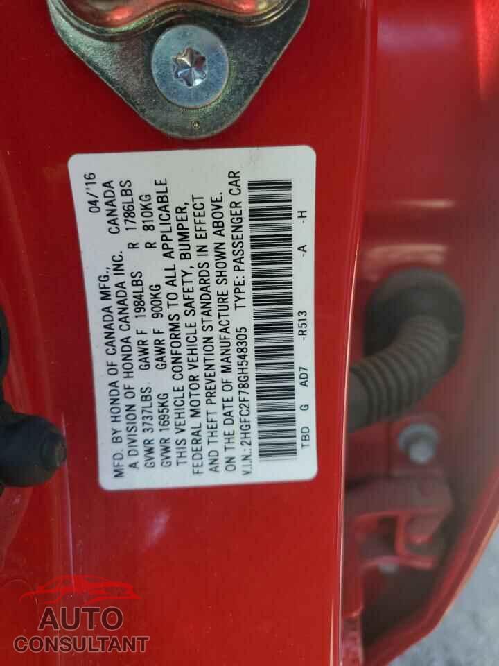 HONDA CIVIC 2016 - 2HGFC2F78GH548305