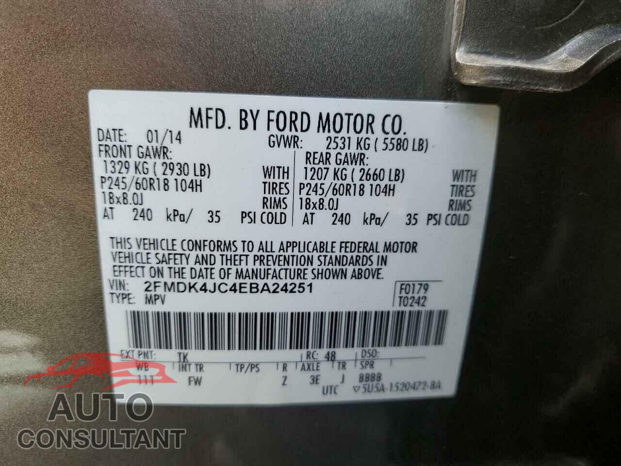 FORD EDGE 2014 - 2FMDK4JC4EBA24251