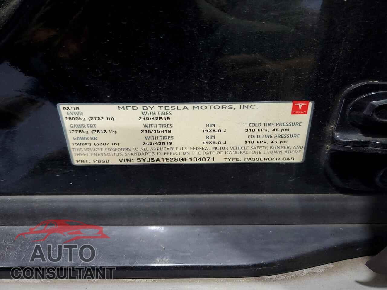 TESLA MODEL S 2016 - 5YJSA1E28GF134871