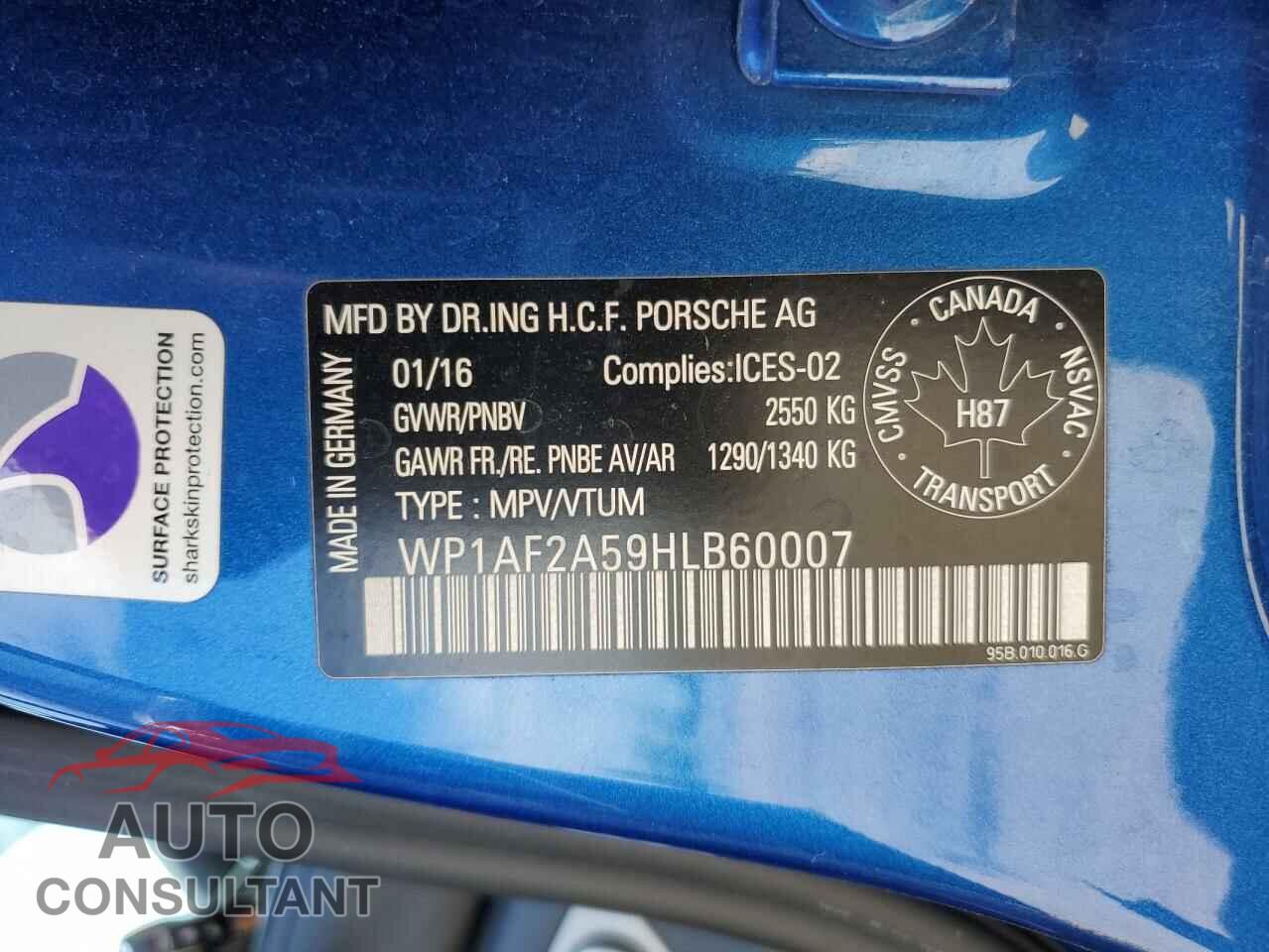 PORSCHE MACAN 2017 - WP1AF2A59HLB60007