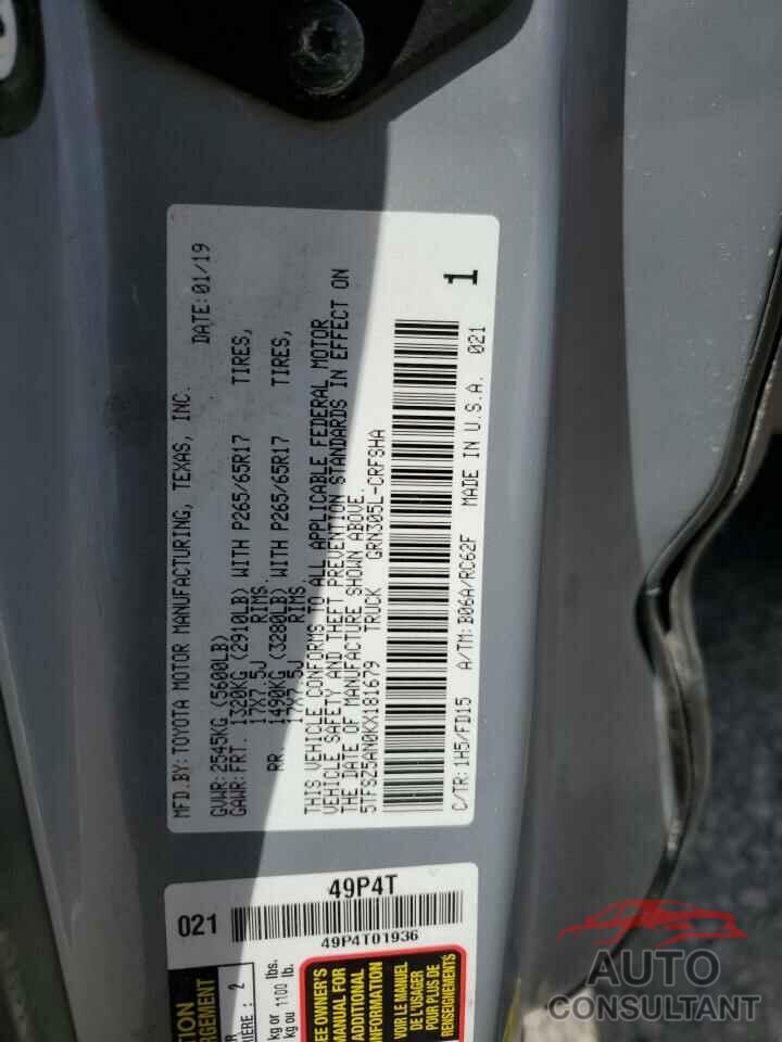 TOYOTA TACOMA 2019 - 5TFSZ5AN0KX181679
