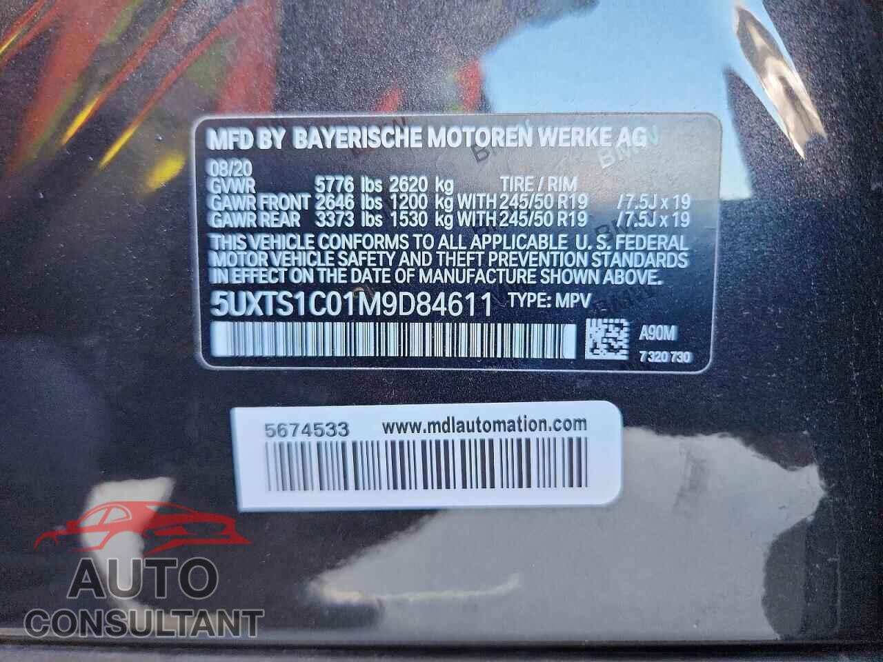 BMW X3 2021 - 5UXTS1C01M9D84611