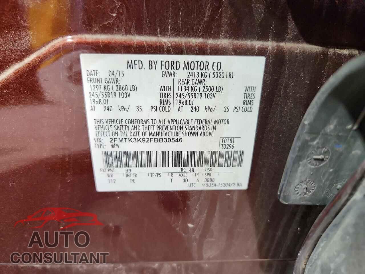 FORD EDGE 2015 - 2FMTK3K92FBB30546