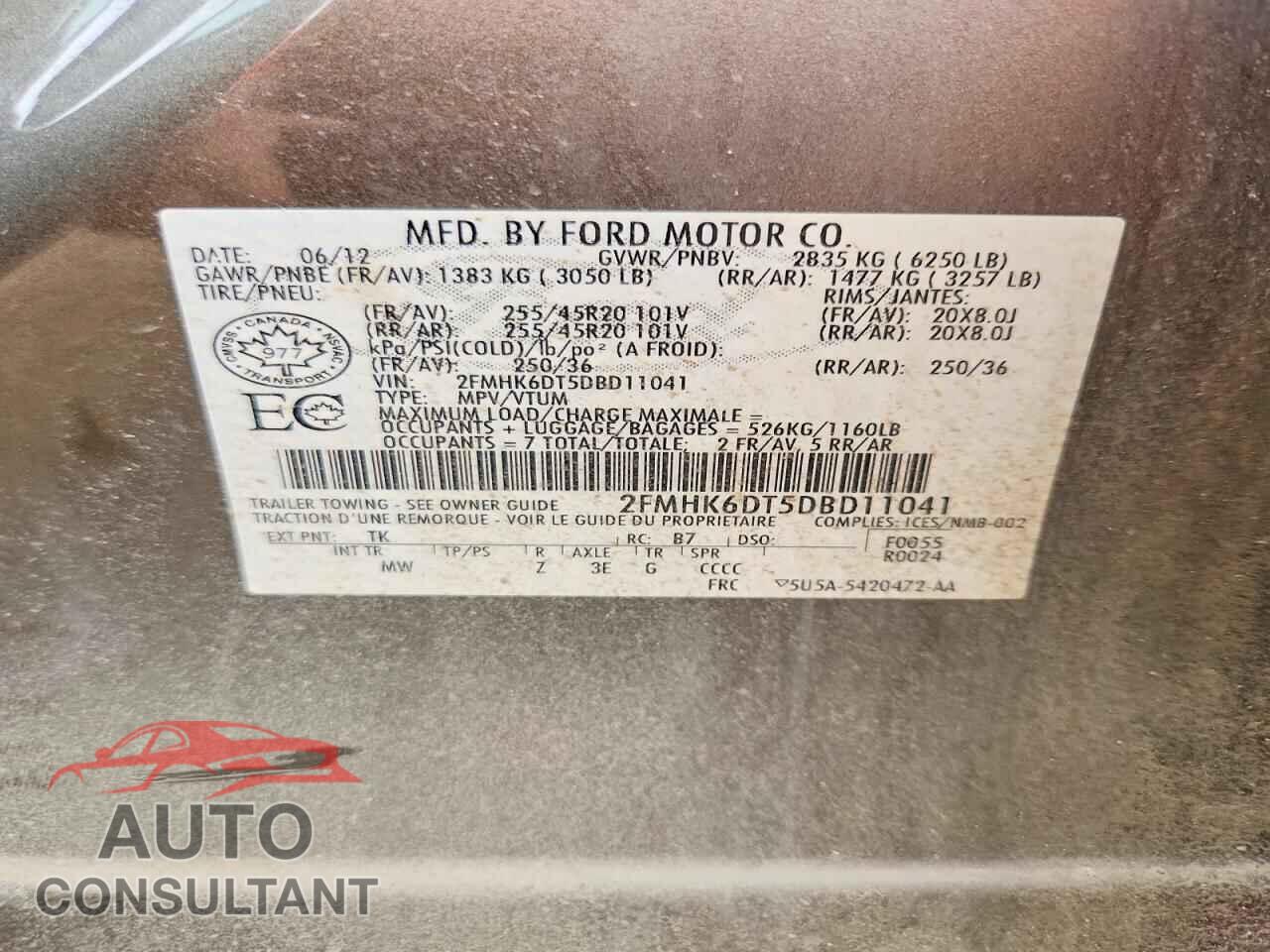FORD FLEX 2013 - 2FMHK6DT5DBD11041