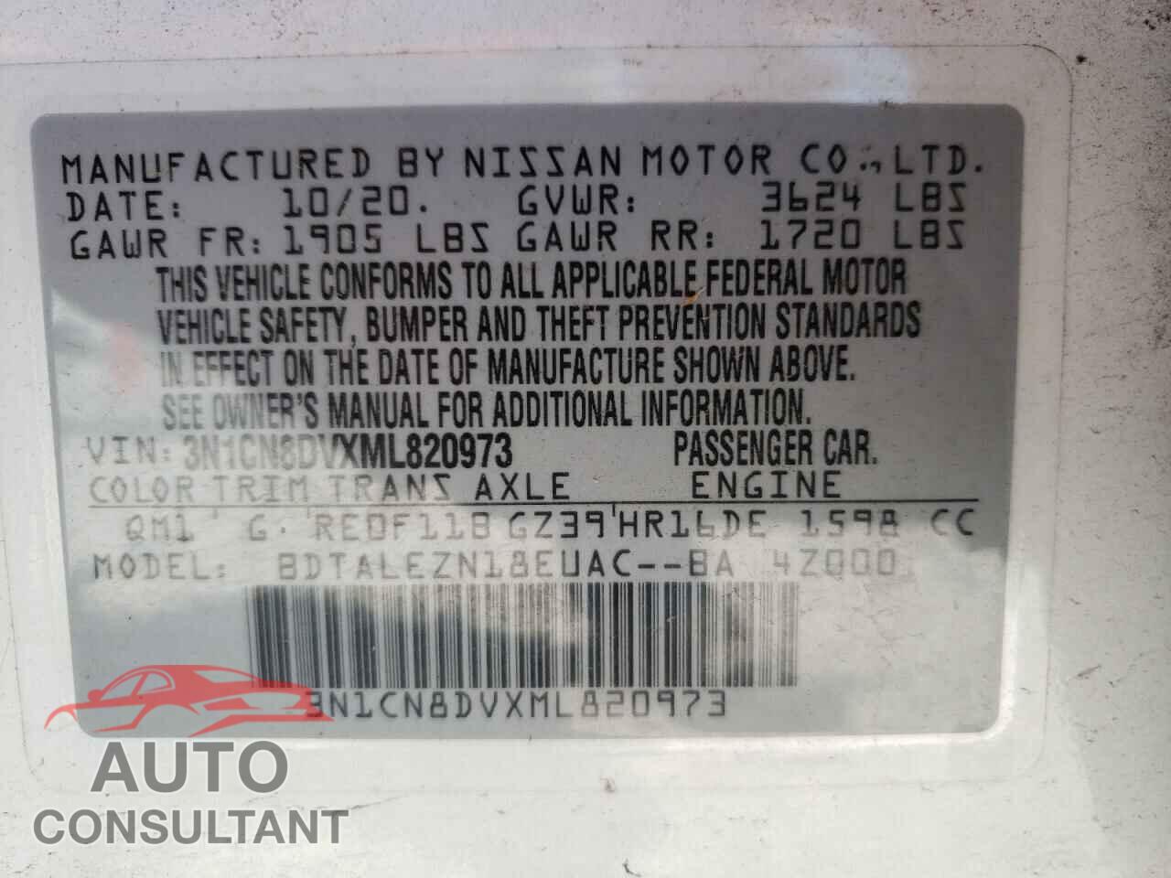 NISSAN VERSA 2021 - 3N1CN8DVXML820973