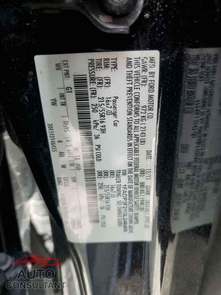 FORD FOCUS 2016 - 1FADP3F21GL248456