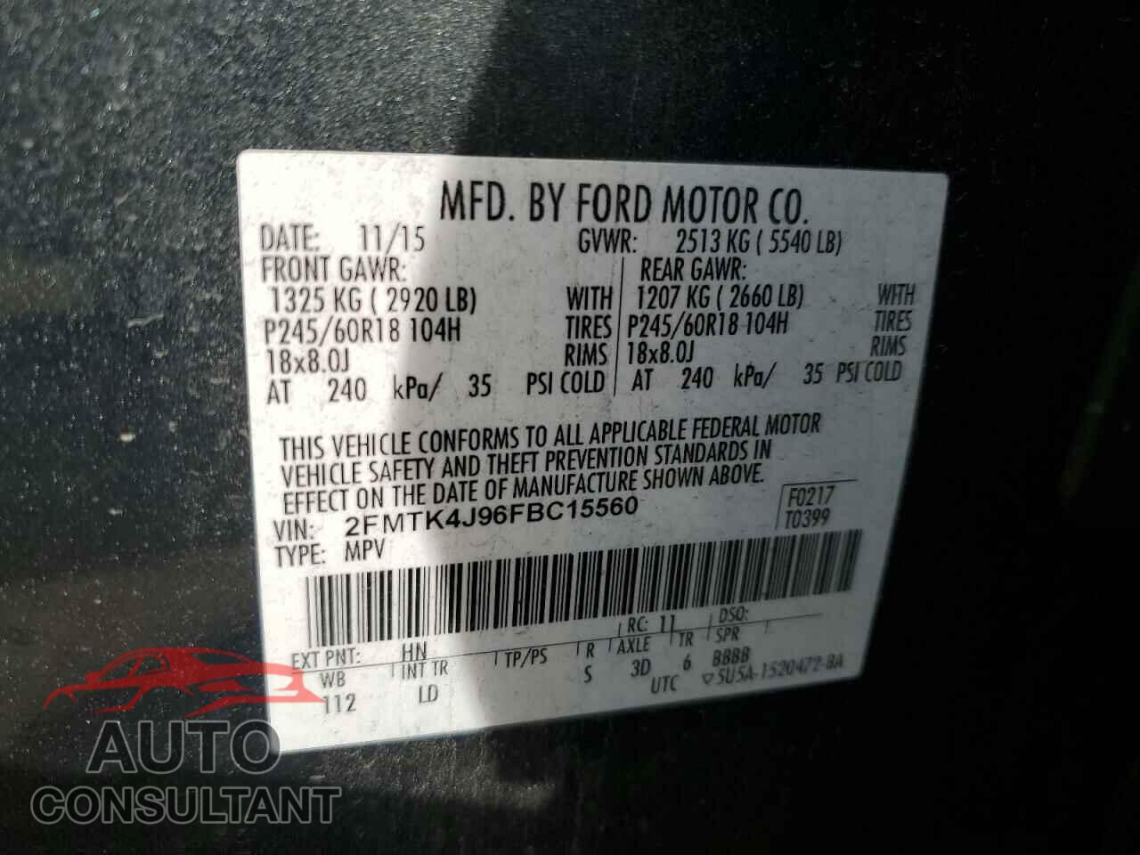 FORD EDGE 2015 - 2FMTK4J96FBC15560