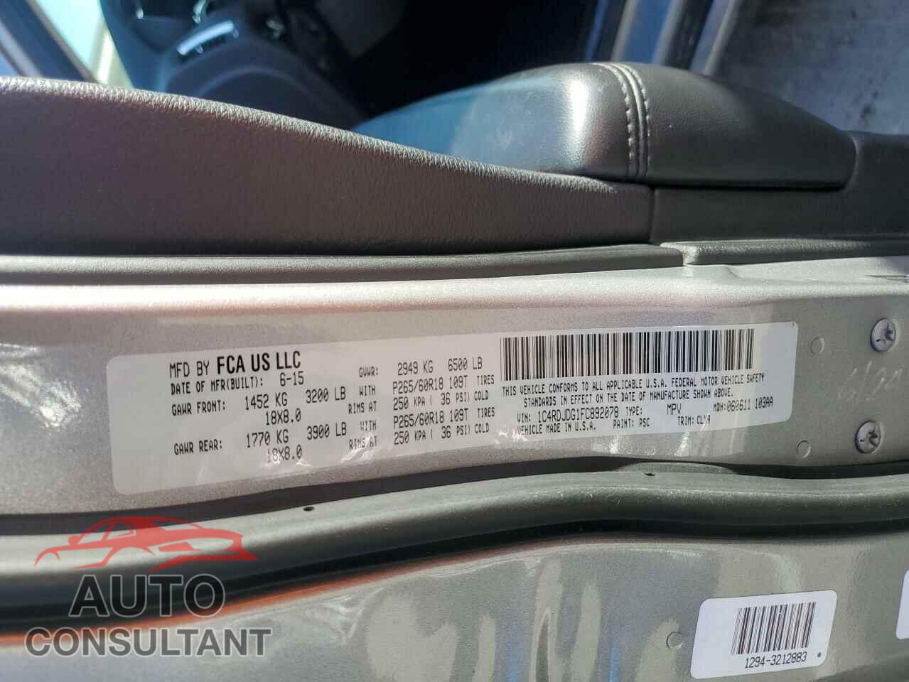 DODGE DURANGO 2015 - 1C4RDJDG1FC892078