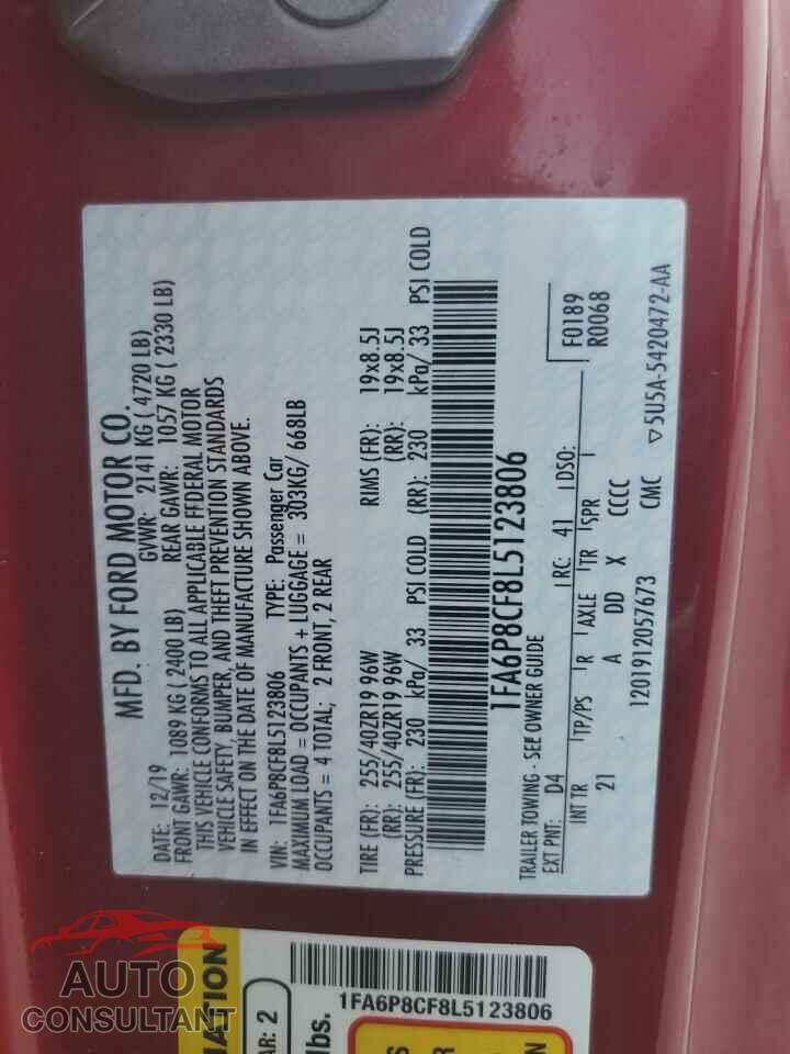 FORD MUSTANG 2020 - 1FA6P8CF8L5123806