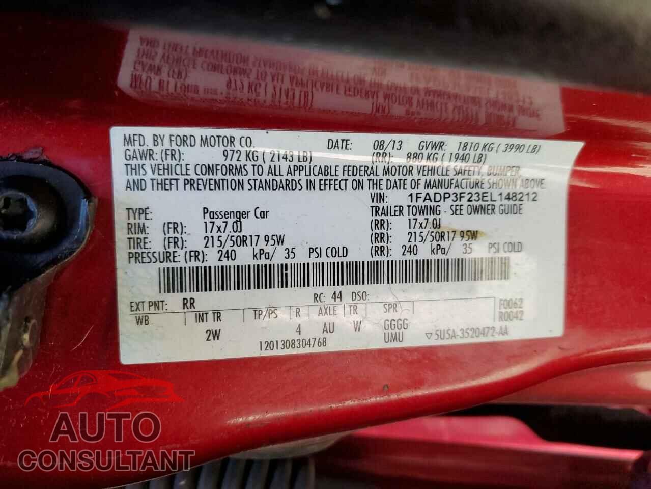 FORD FOCUS 2014 - 1FADP3F23EL148212