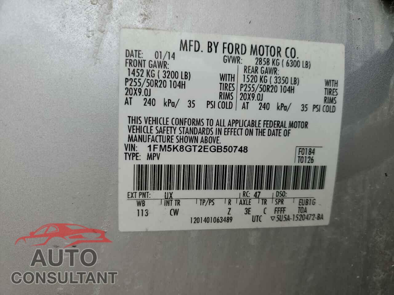 FORD EXPLORER 2014 - 1FM5K8GT2EGB50748