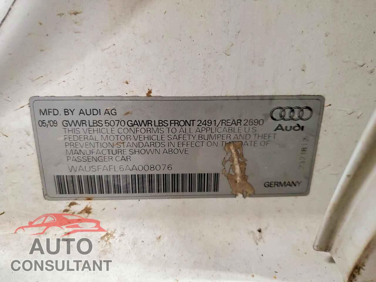 AUDI A4 2010 - WAUSFAFL6AA008076