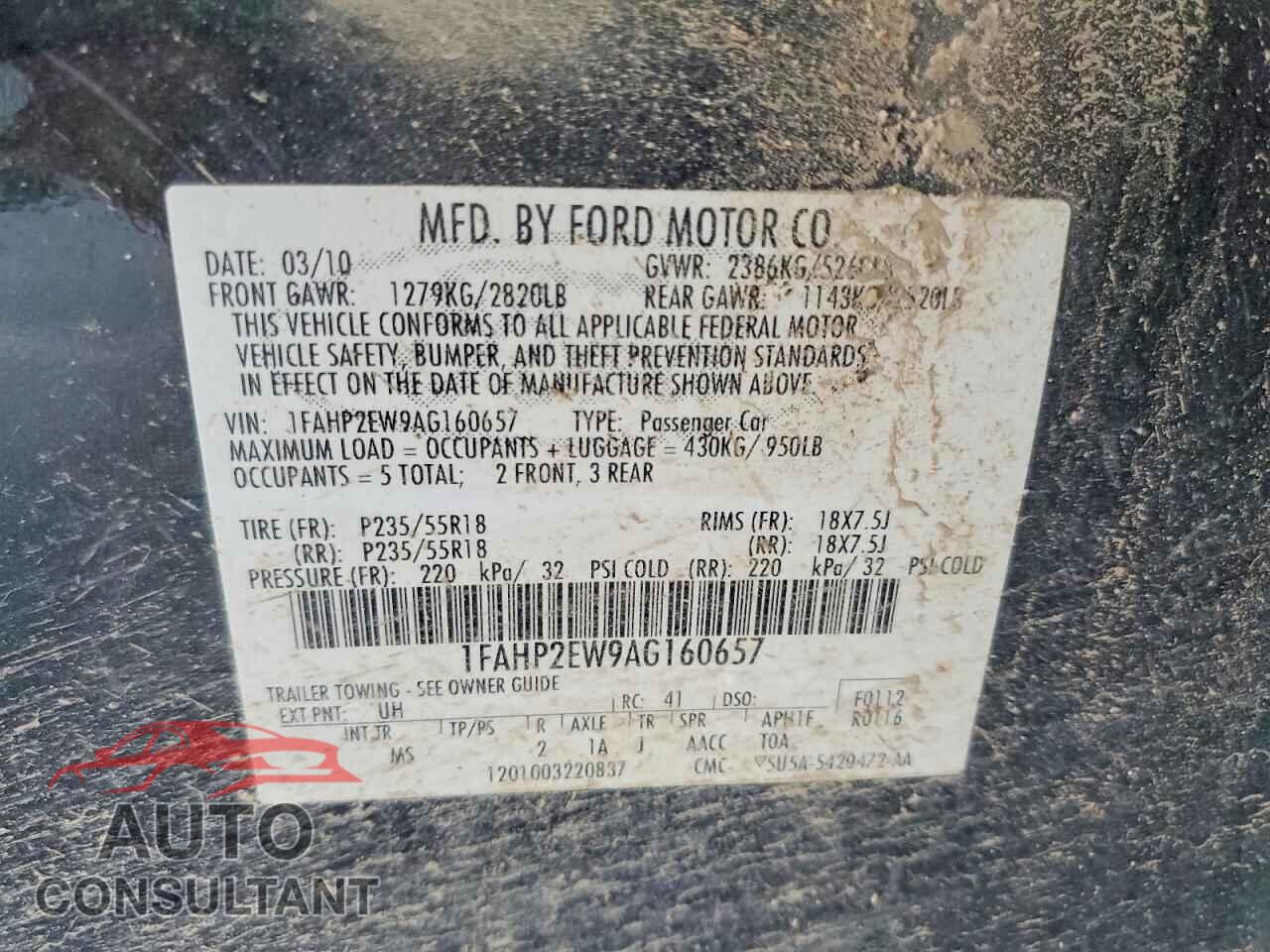 FORD TAURUS 2010 - 1FAHP2EW9AG160657