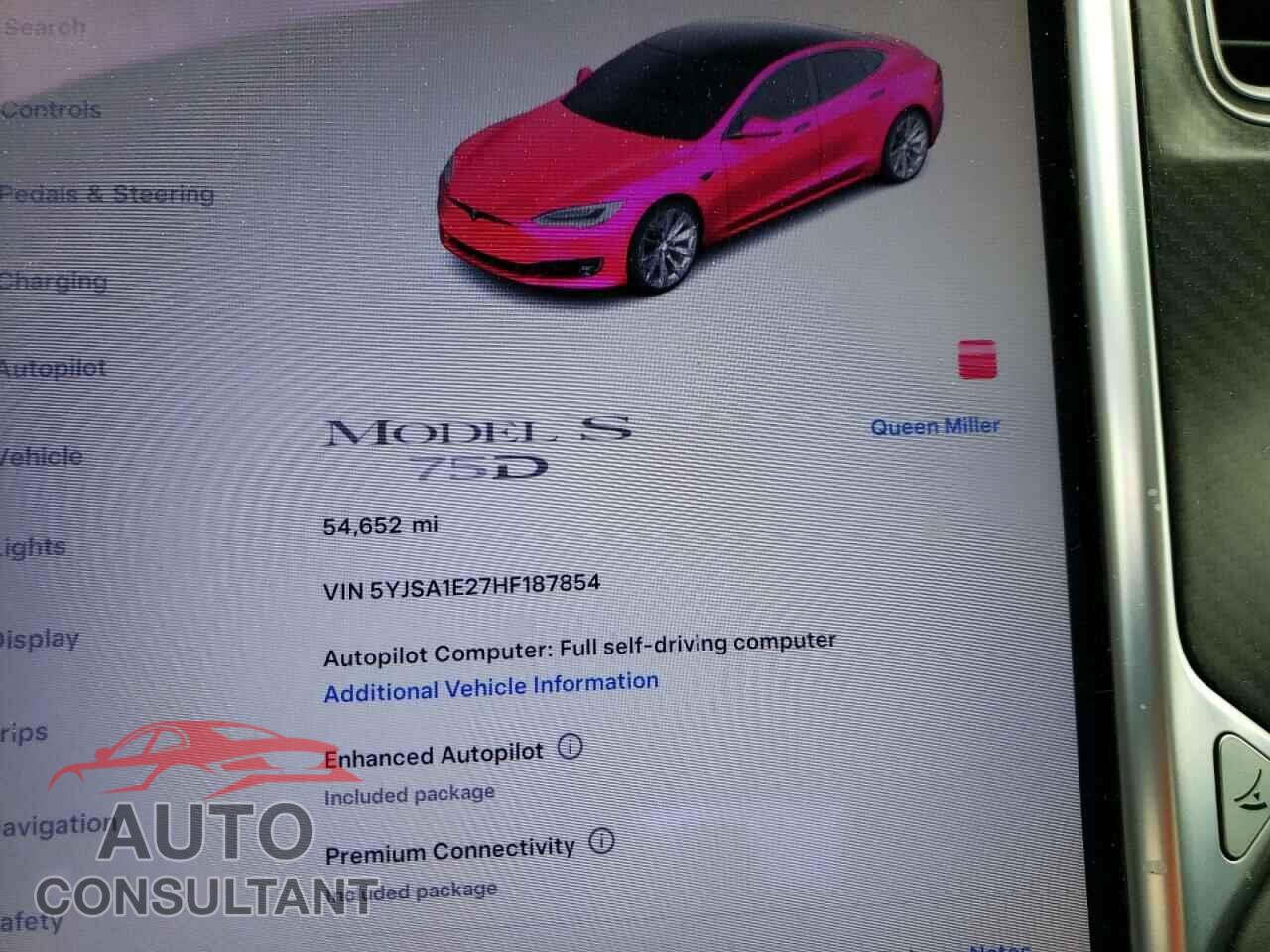 TESLA MODEL S 2017 - 5YJSA1E27HF187854