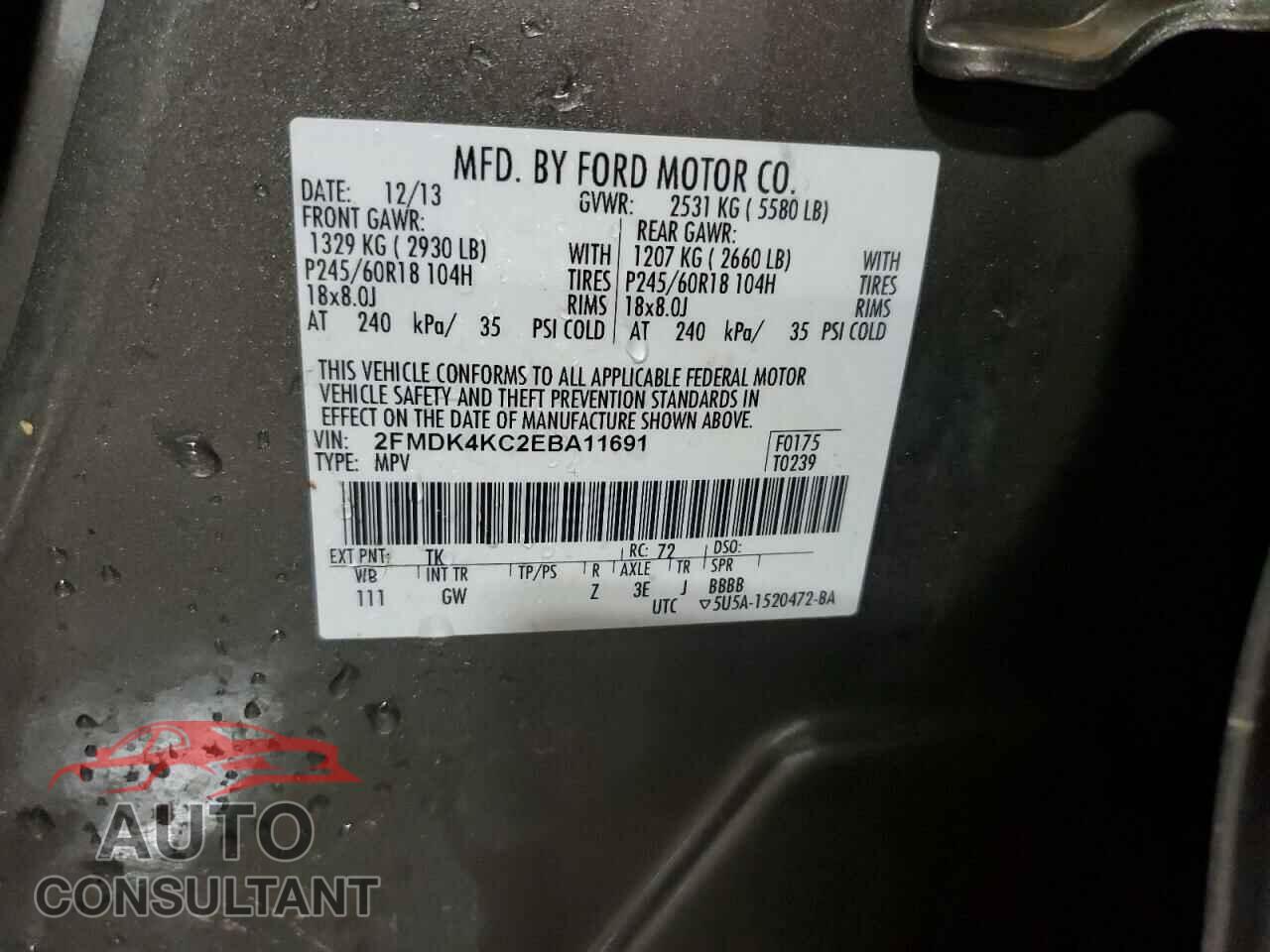 FORD EDGE 2014 - 2FMDK4KC2EBA11691