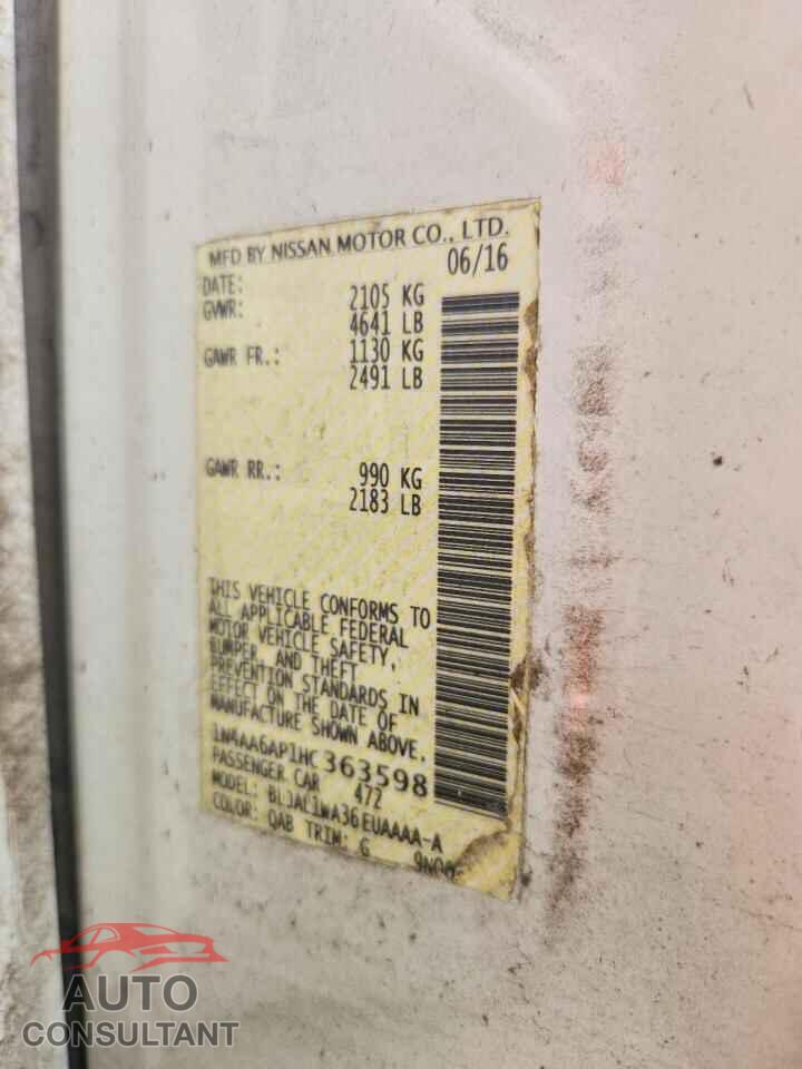 NISSAN MAXIMA 2017 - 1N4AA6AP1HC363598