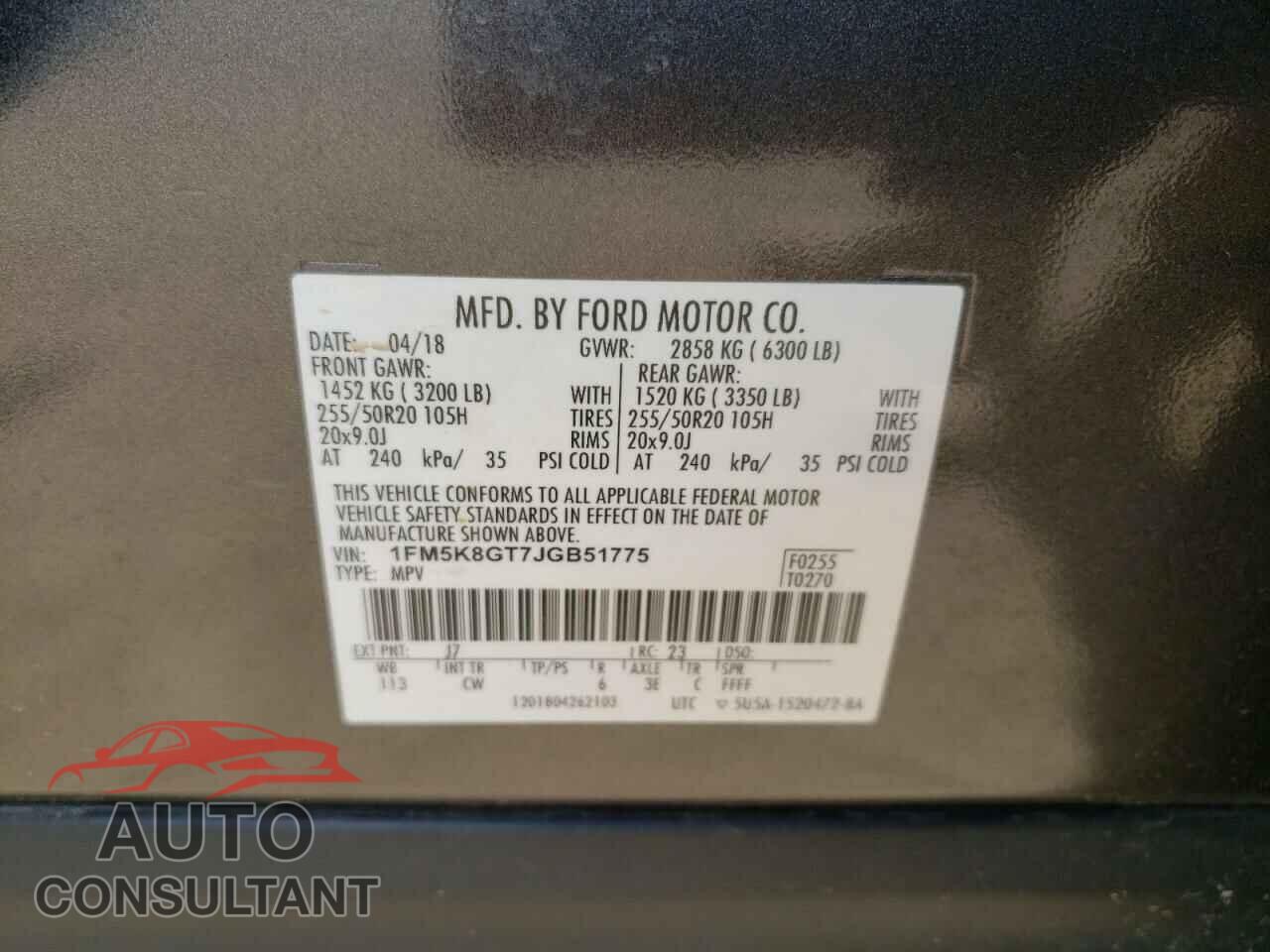 FORD EXPLORER 2018 - 1FM5K8GT7JGB51775