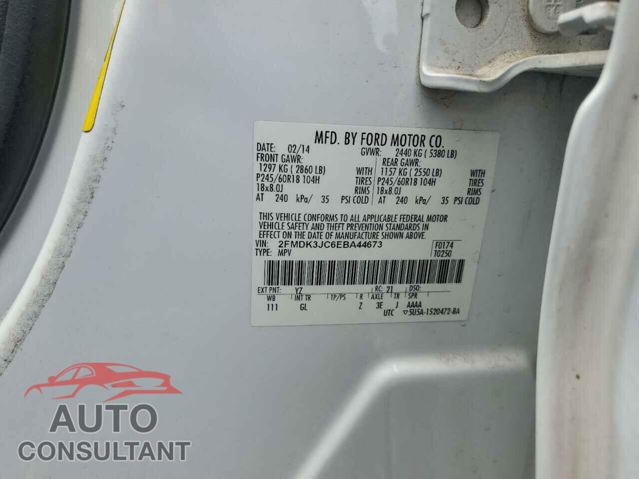 FORD EDGE 2014 - 2FMDK3JC6EBA44673