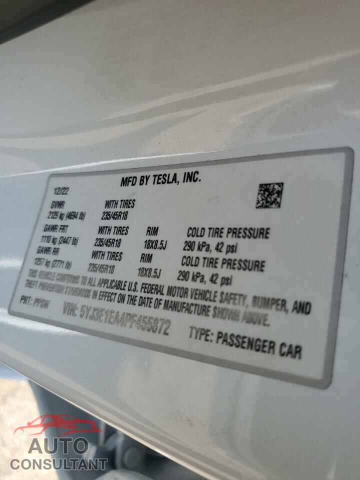 TESLA MODEL 3 2023 - 5YJ3E1EA4PF455872