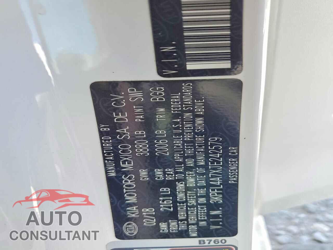 KIA FORTE 2018 - 3KPFL4A7XJE242579