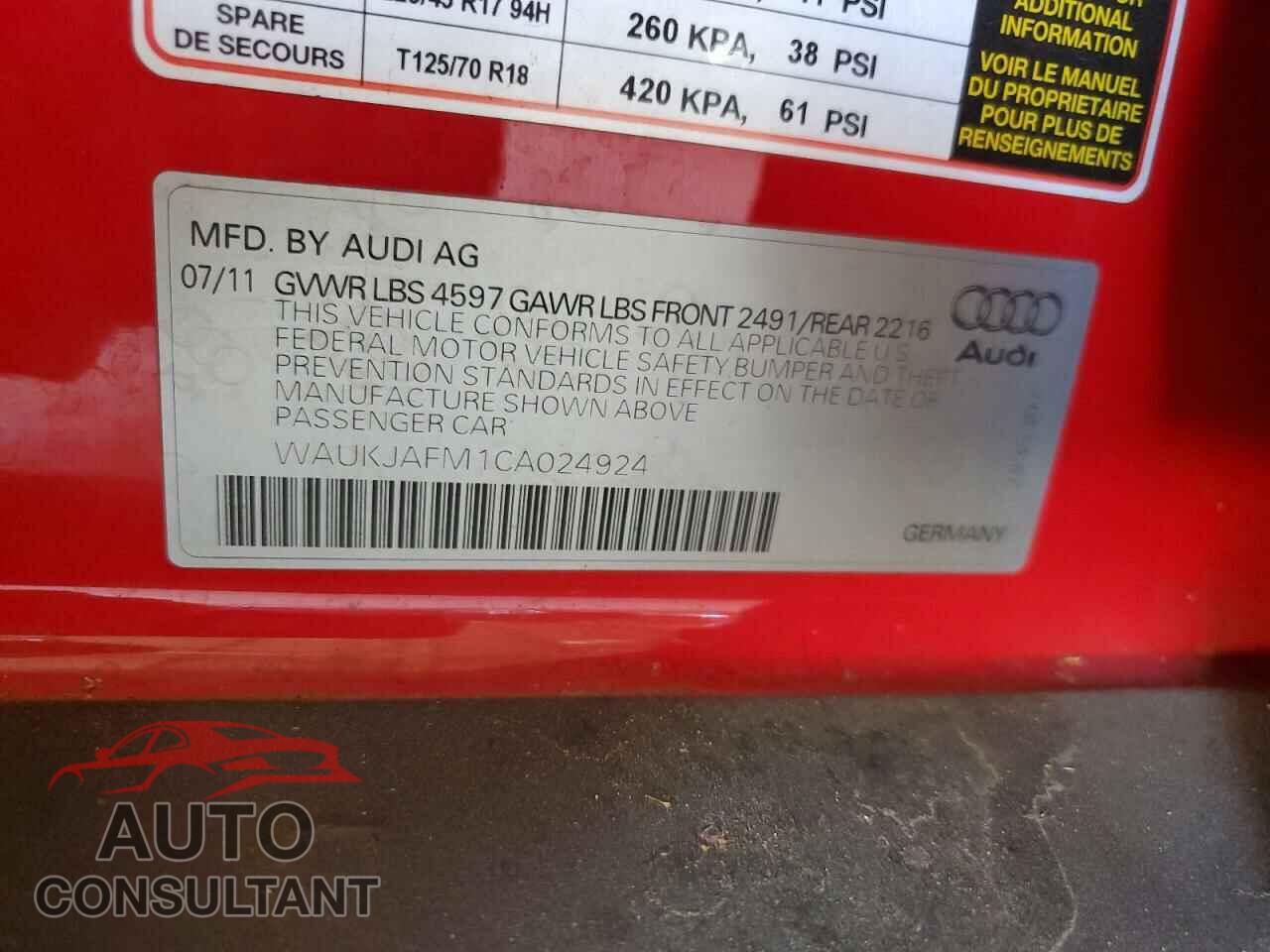AUDI A3 2012 - WAUKJAFM1CA024924