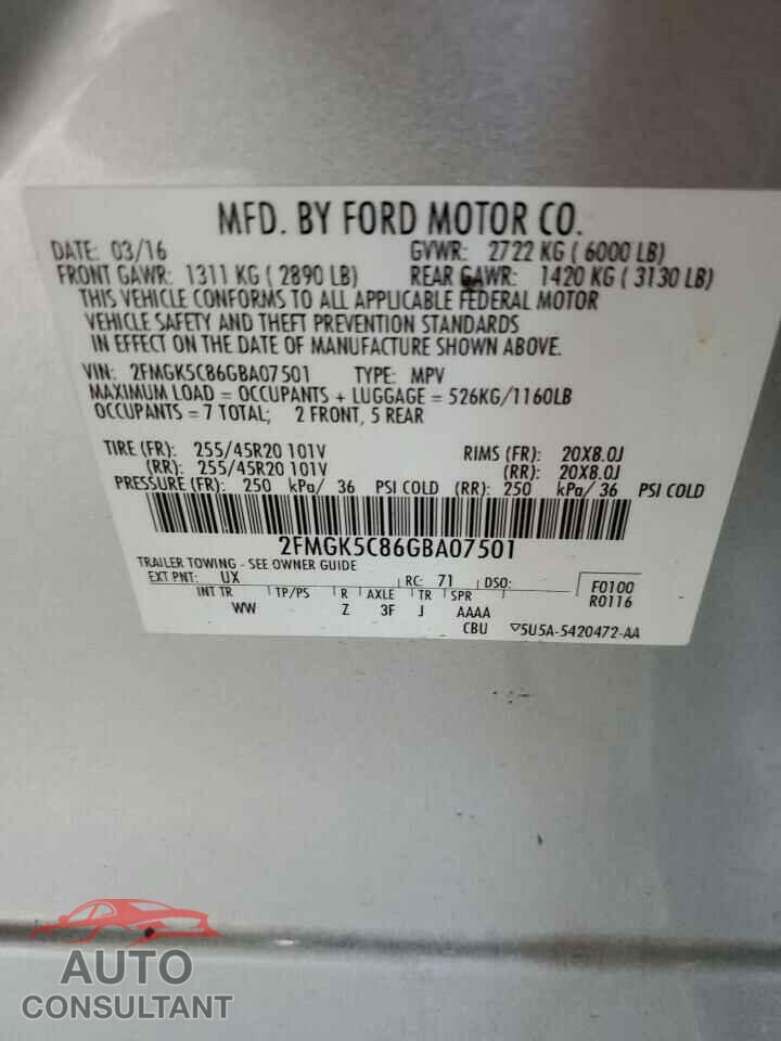 FORD FLEX 2016 - 2FMGK5C86GBA07501