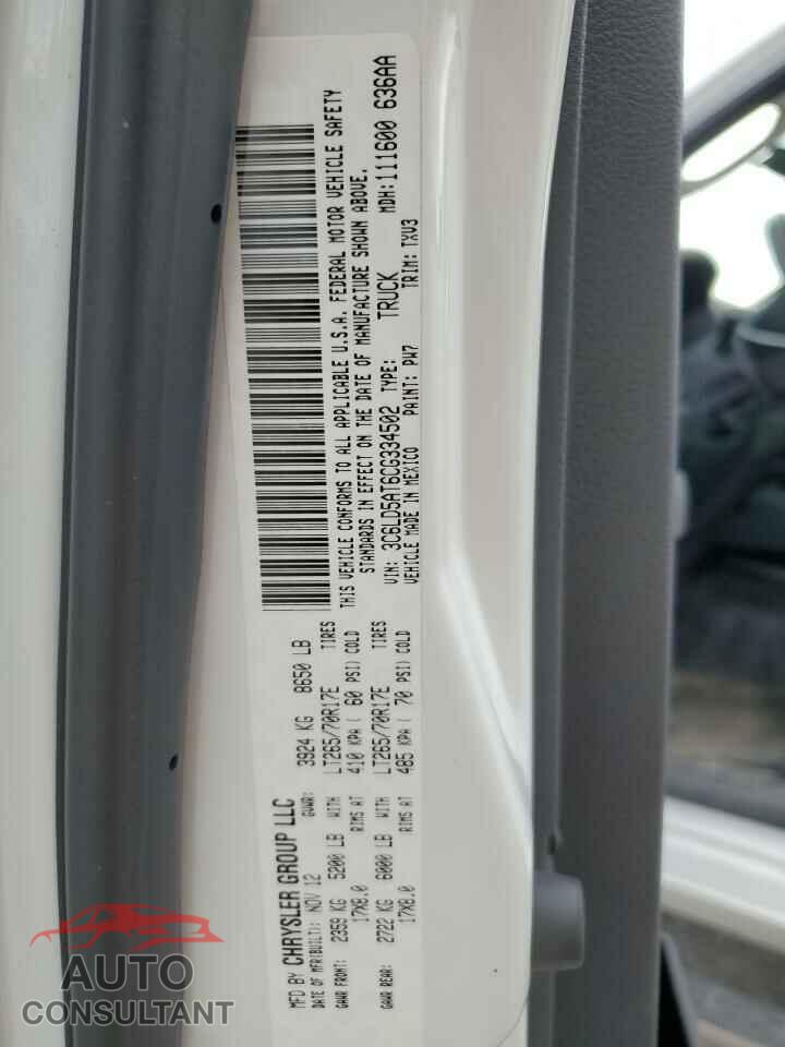 DODGE RAM 2500 2012 - 3C6LD5AT6CG334502