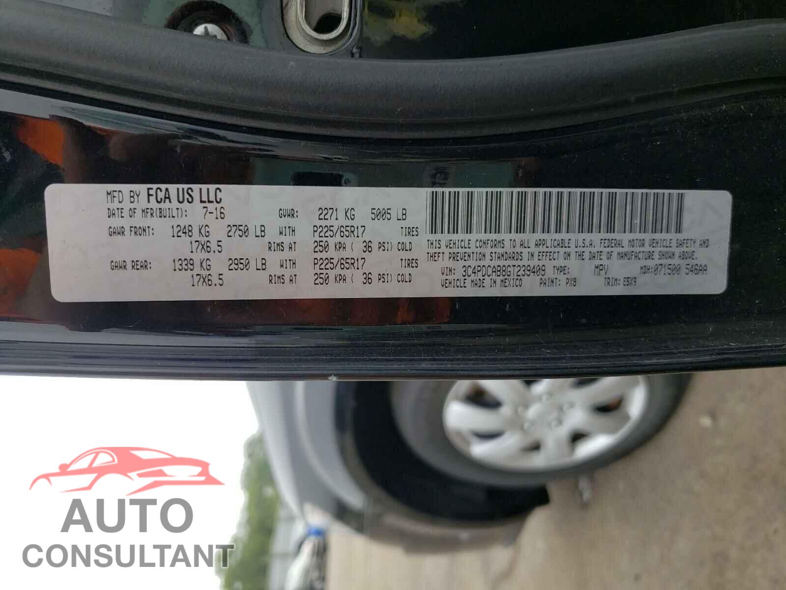 DODGE JOURNEY 2016 - 3C4PDCAB8GT239409