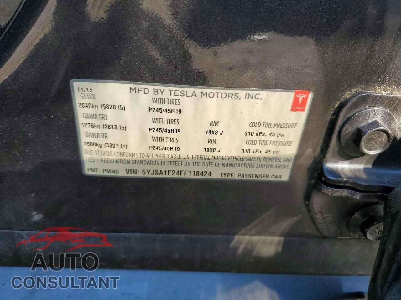 TESLA MODEL S 2015 - 5YJSA1E24FF118424