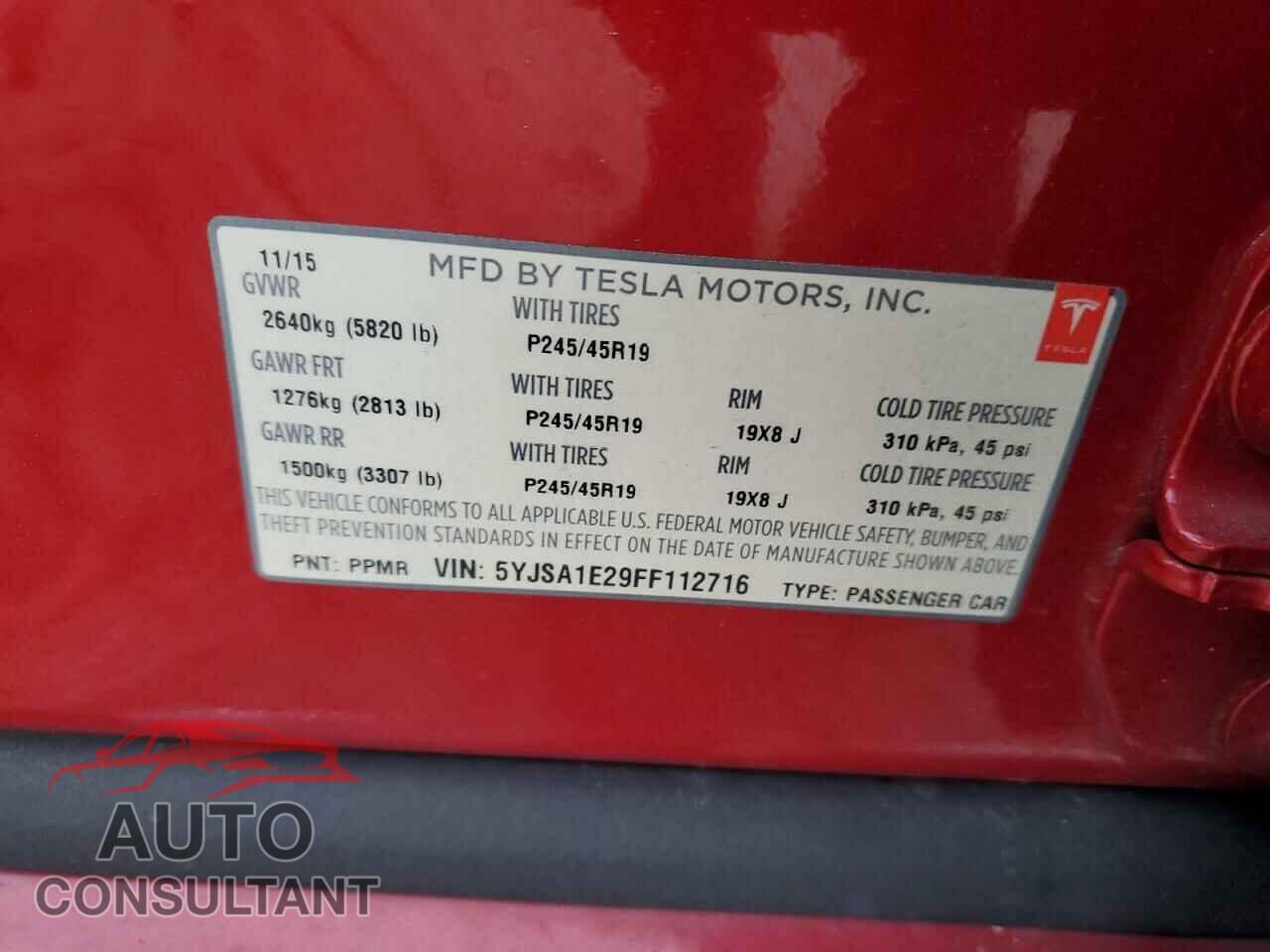 TESLA MODEL S 2015 - 5YJSA1E29FF112716