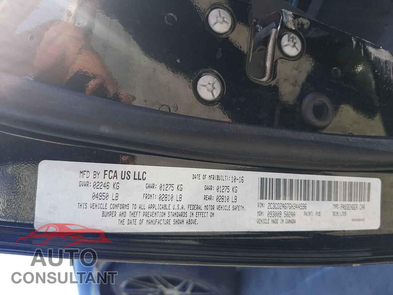 DODGE CHALLENGER 2016 - 2C3CDZAG7GH344596