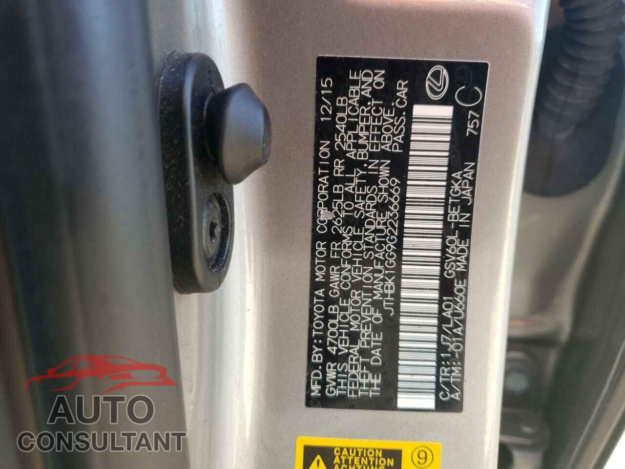 LEXUS ES350 2016 - JTHBK1GG9G2236669