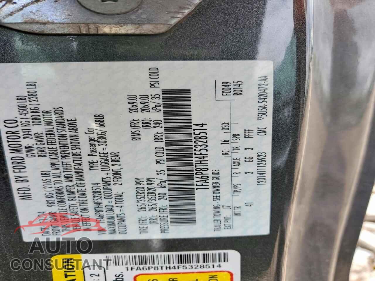 FORD MUSTANG 2015 - 1FA6P8TH4F5328514