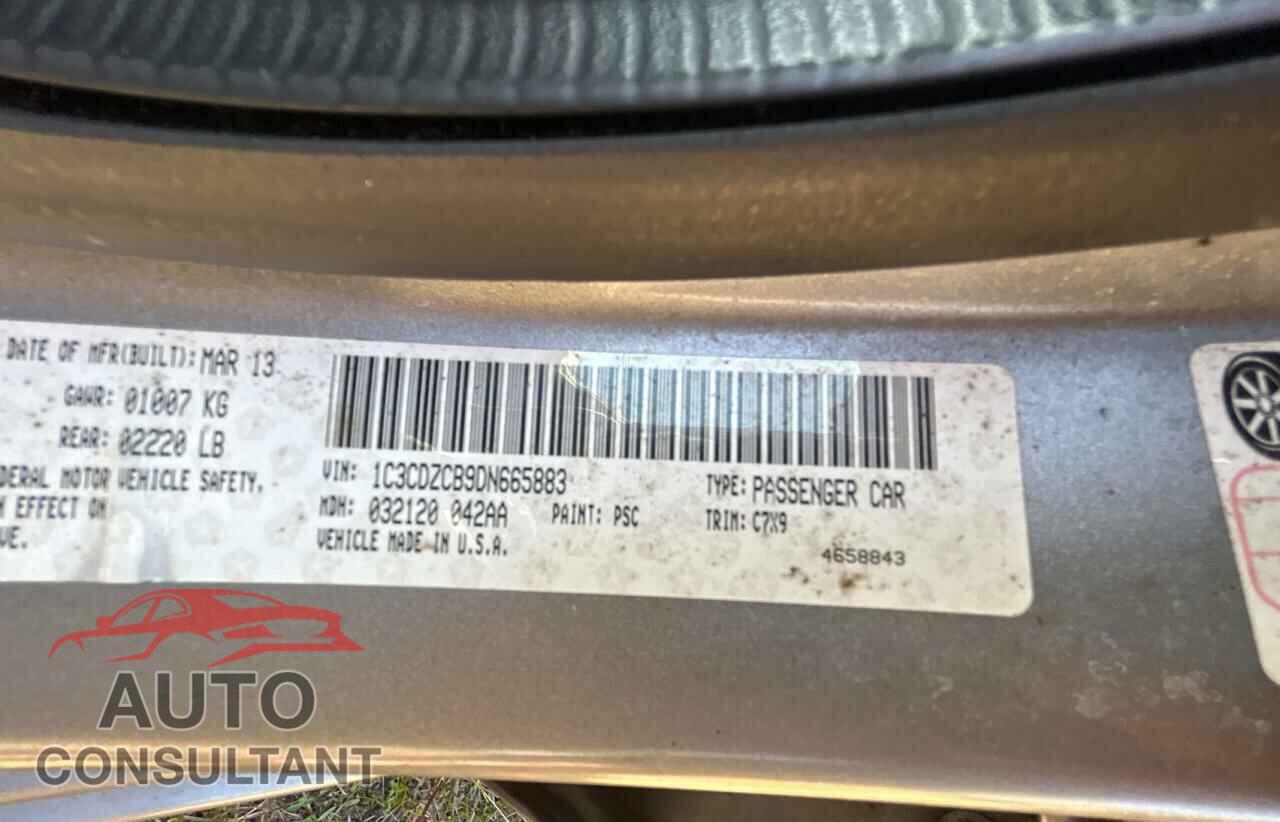 DODGE AVENGER 2013 - 1C3CDZCB9DN665883