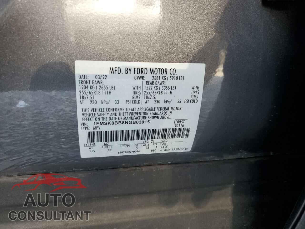 FORD EXPLORER 2022 - 1FMSK8BB8NGB03015