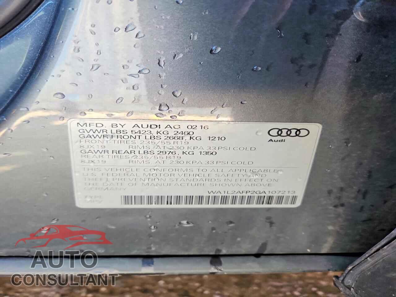 AUDI Q5 2016 - WA1L2AFP2GA107213