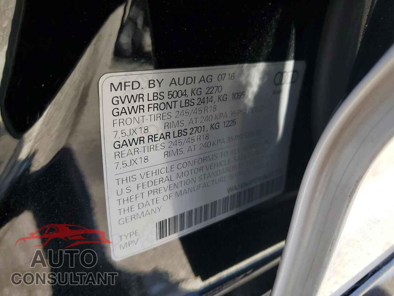 AUDI A4 2017 - WA18NAF49HA037228
