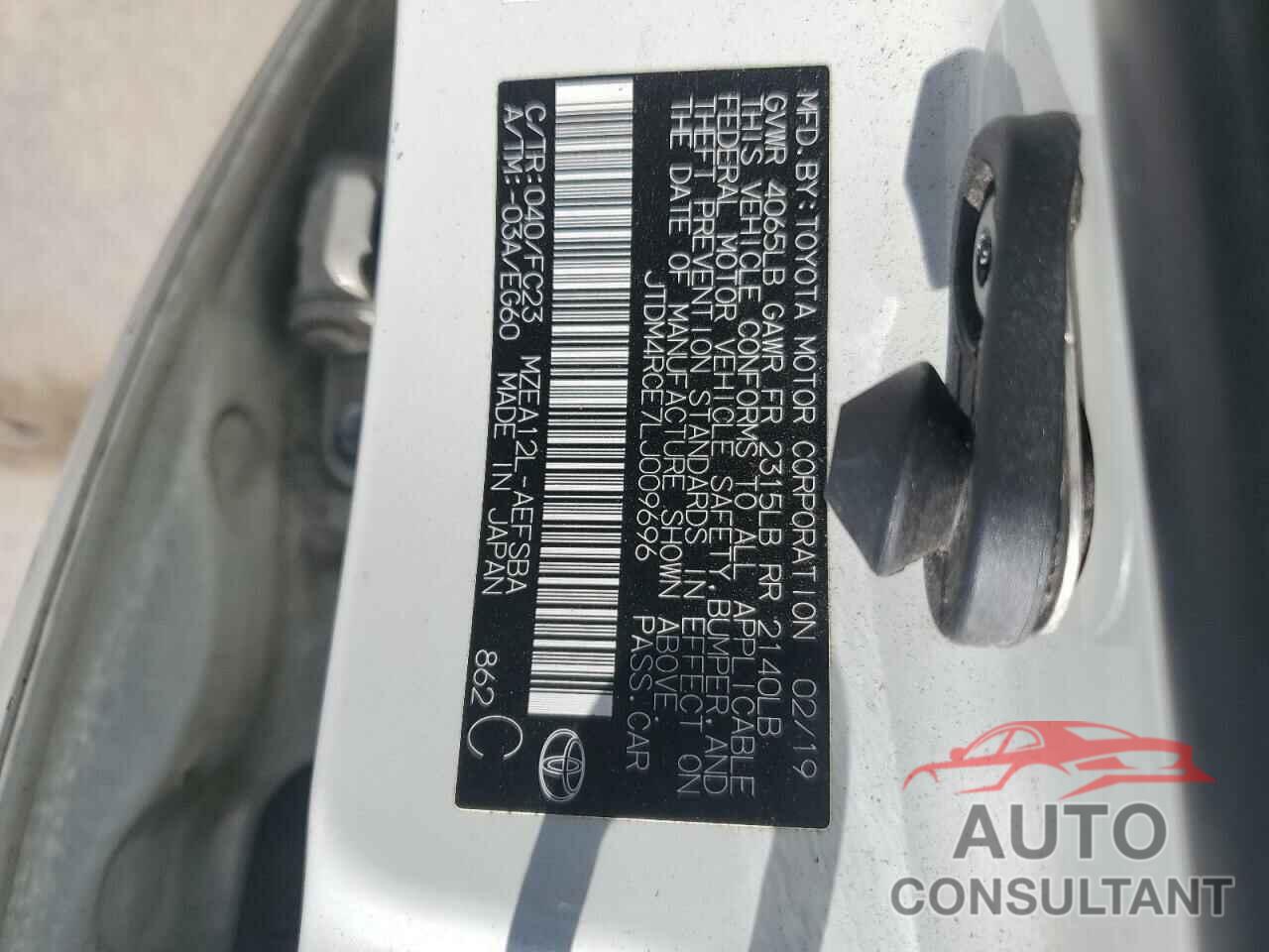 TOYOTA COROLLA 2020 - JTDM4RCE7LJ009696