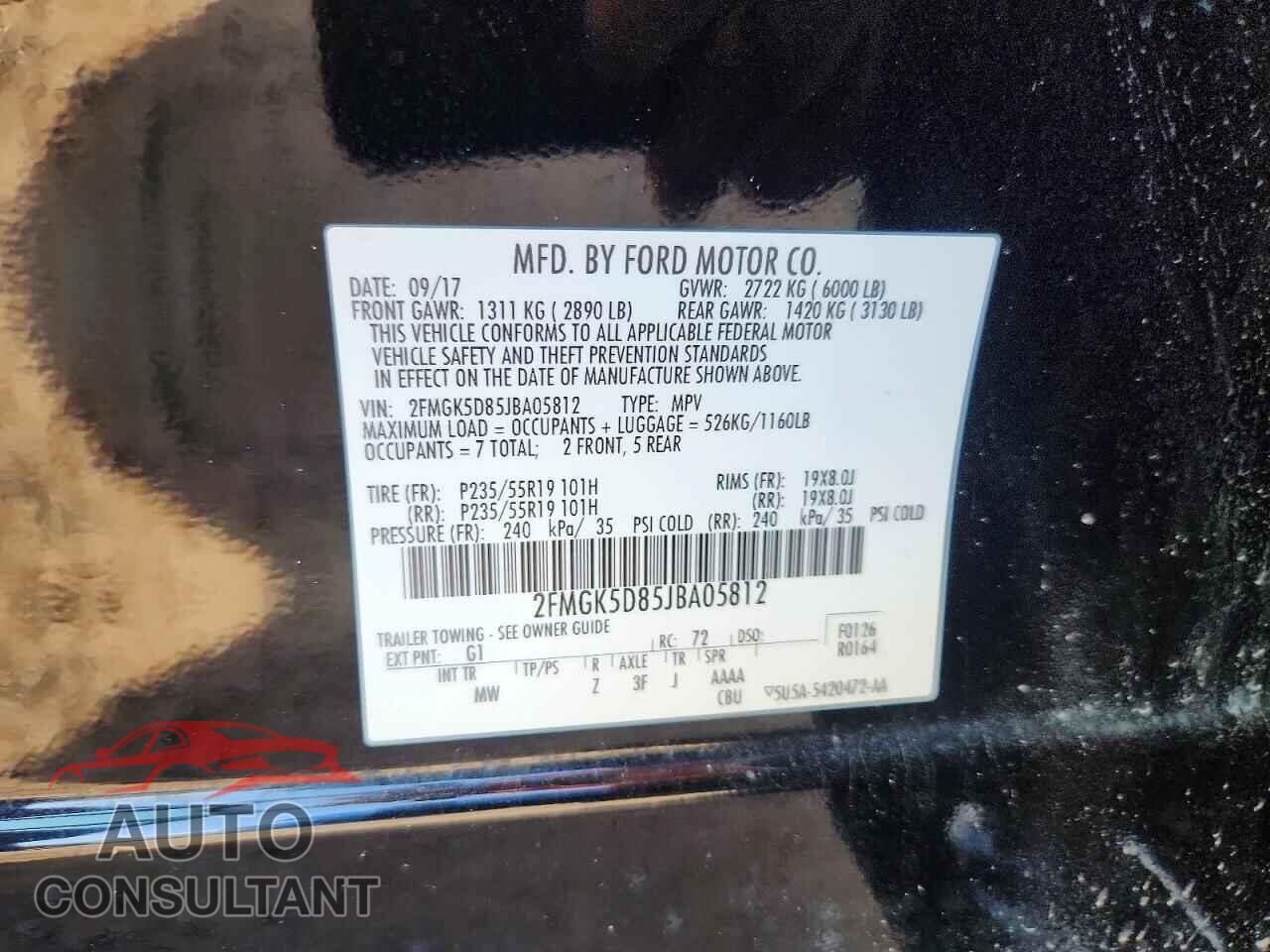 FORD FLEX 2018 - 2FMGK5D85JBA05812