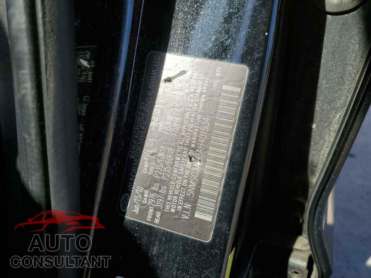 HYUNDAI SANTA FE 2010 - 5NMSG3AB3AH401534