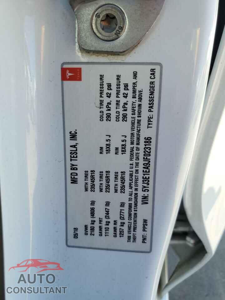 TESLA MODEL 3 2018 - 5YJ3E1EA9JF023186