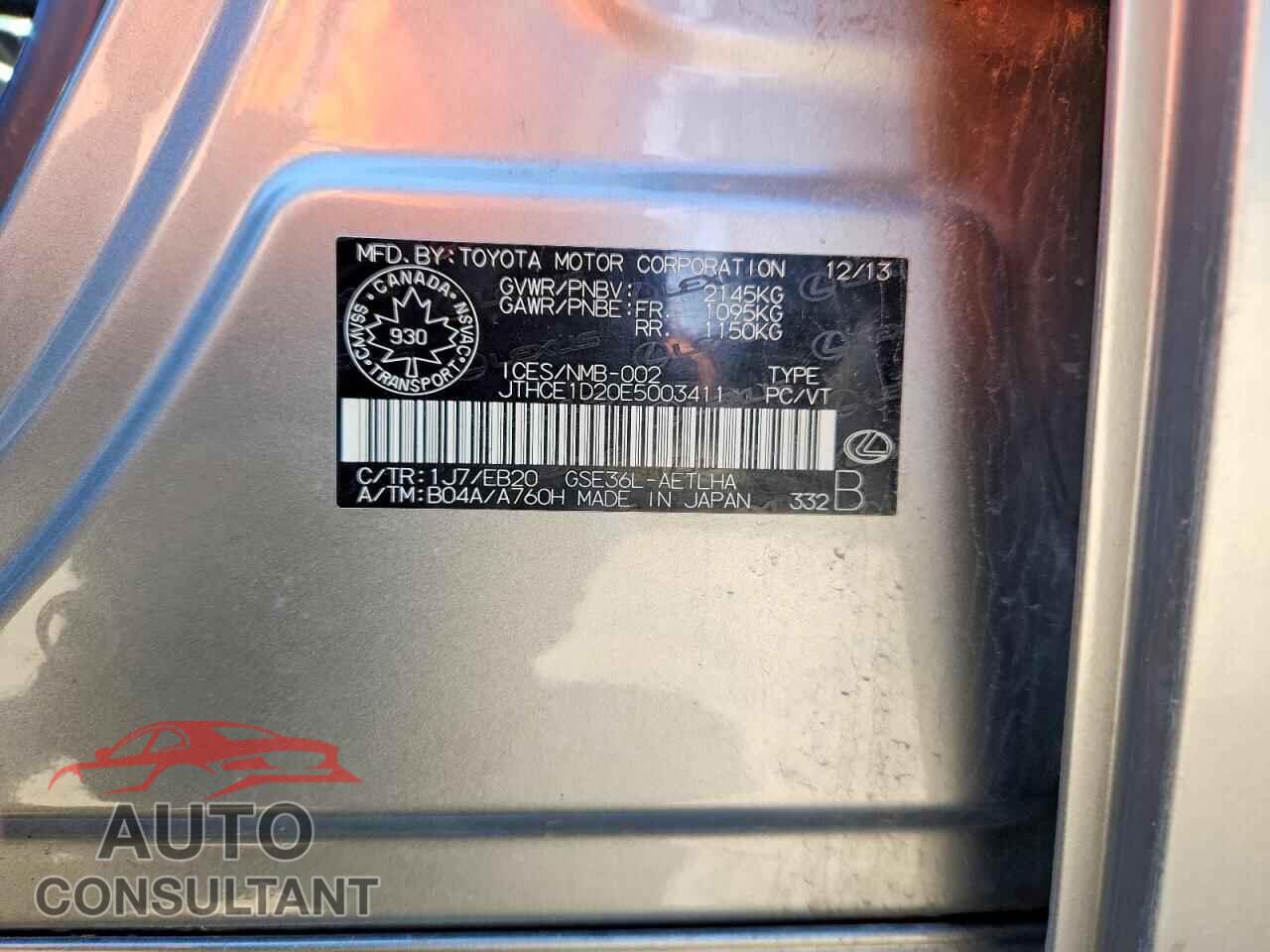 LEXUS IS 2014 - JTHCE1D20E5003411