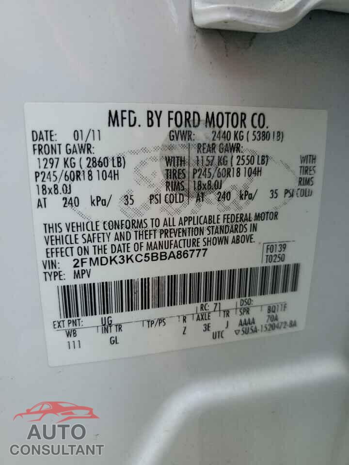 FORD EDGE 2011 - 2FMDK3KC5BBA86777